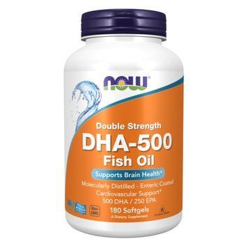 Докозагексаєнова кислота (ДГК), DHA-500, подвійна сила, 180 капсул, NOW foods NOW-01613 фото