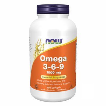 Омега 3 6 9, Omega 3-6-9, 1000 мг, 250 капсул, NOW foods NOW-01837 фото