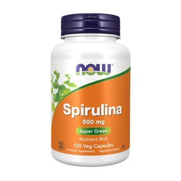 Спирулина натуральная, Spirulina, 500 мг, 120 вегетарианских капсул., NOW foods NOW-02702 фото