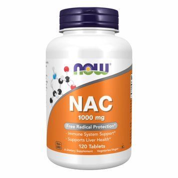 Ацетилцистеїн, NAC, 1000 мг, 120 таблеток, NOW foods NOW-00185 фото
