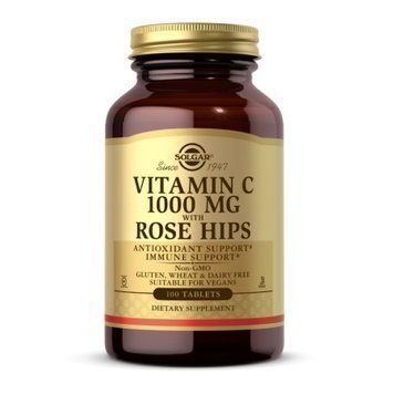 Вітамін C Шипшина 1000 мг - 100 табл, Vitamin C W/Rose Hip 1000 mg - 100 tab, Solgar SOL-02400 фото
