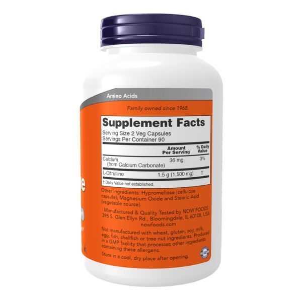 Цитрулін 750мг - 90 капсула, Citrulline 750mg - 90 vcaps, NOW foods NOW-00083 фото