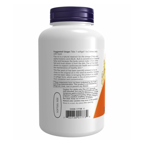 Органическое льняное масло 1000 мг - 120 вгелей, Flax Oil Org 1000мг - 120 vgels, NOW foods NOW-01773 фото