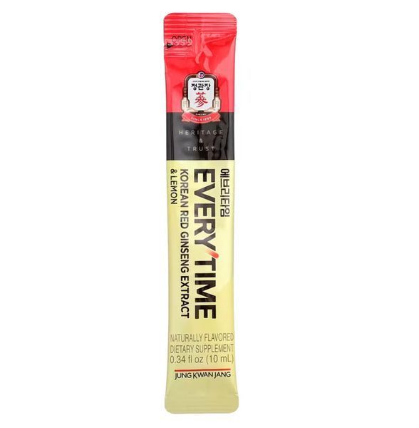 Стіки з екстрактом женьшеню Everytime лимон 10 шт., Korea Ginseng Corporation KRG-01555 фото