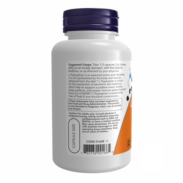 Триптофан, L-Tryptophan, 500 мг, 60 капсул, NOW foods NOW-00166 фото