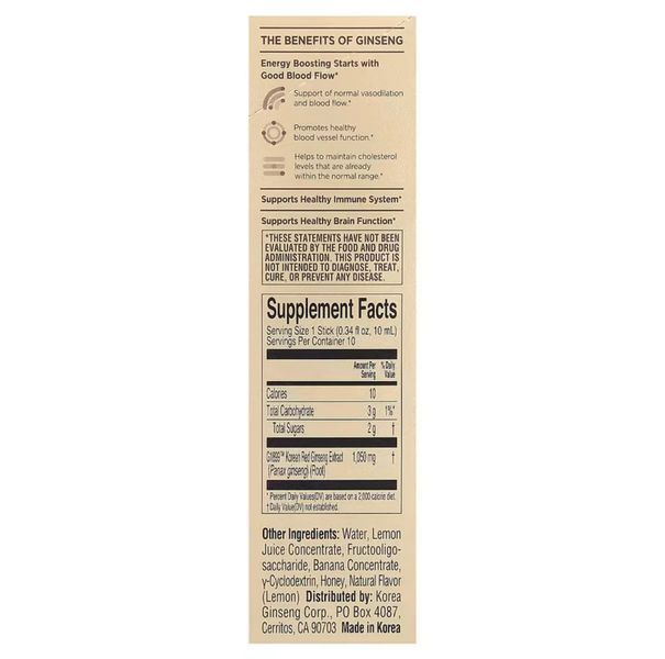 Стіки з екстрактом женьшеню Everytime лимон 10 шт., Korea Ginseng Corporation KRG-01555 фото