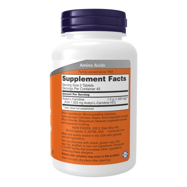 Ацетил L-карнитин 750 мг &ndash; 90 таблеток, Acetyl L-Carnitine 750mg &ndash; 90 tabs, NOW foods NOW-00081 фото