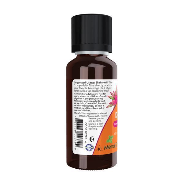 Вітамін Д3 та МК-7, Liquid D-3 & MK-7, мл, 30 мл, NOW foods NOW-00379 фото