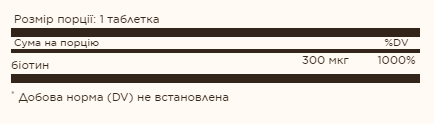 Биотин 300 мкг &ndash; 100 таблеток, Biotin 300 mcg - 100 Tabs, Solgar SOL-00280 фото