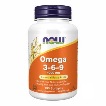 Омега 3 6 9, Omega 3-6-9, 1000 мг, 100 капсул, NOW foods NOW-01835 фото