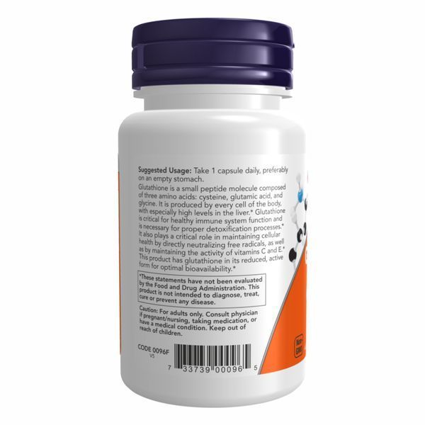 Глутатіон 250 мг - 60 капсул, Glutathione 250mg - 60 vcaps, NOW foods NOW-00096 фото