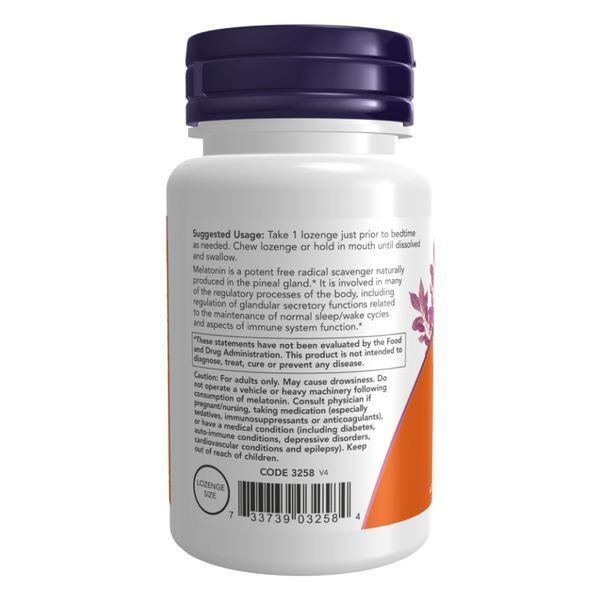 Мелатонин 3мг - 180 леденцов, Melatonin 3mg - 180 lozenges, NOW foods NOW-03259 фото