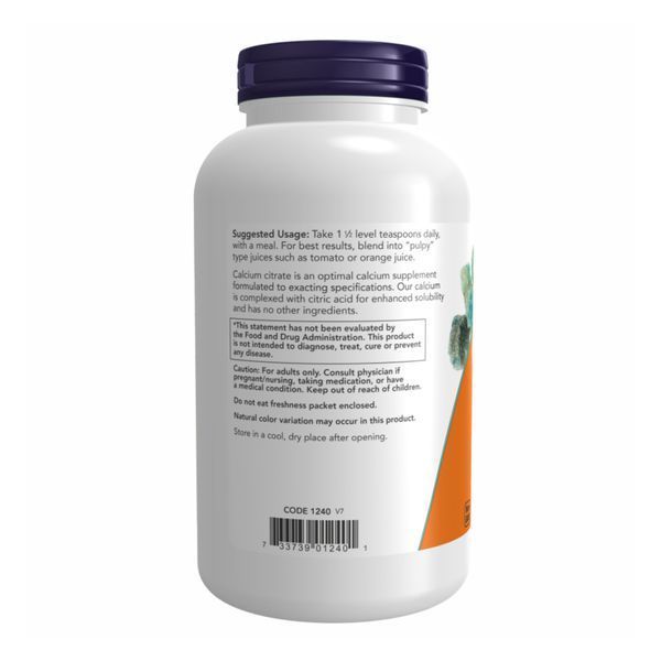 Цитрат кальцію, Calcium Citrate, порошок, 227 г, NOW foods NOW-01240 фото