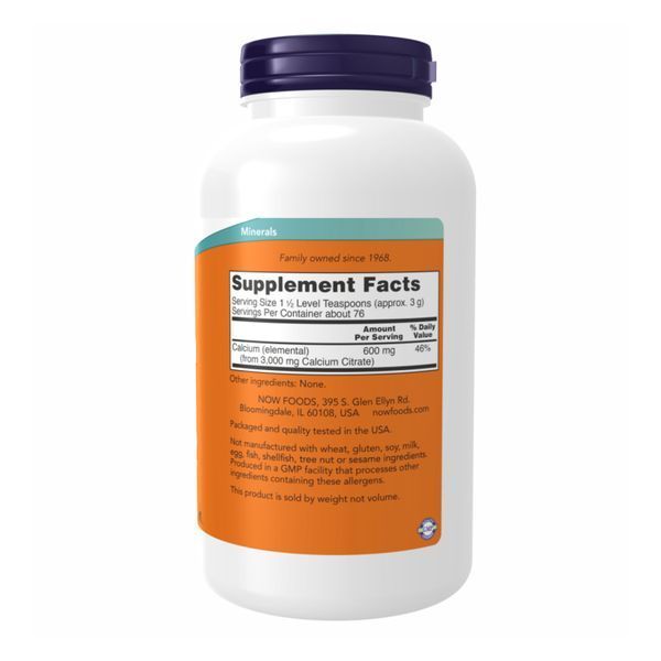 Цитрат кальцію, Calcium Citrate, порошок, 227 г, NOW foods NOW-01240 фото