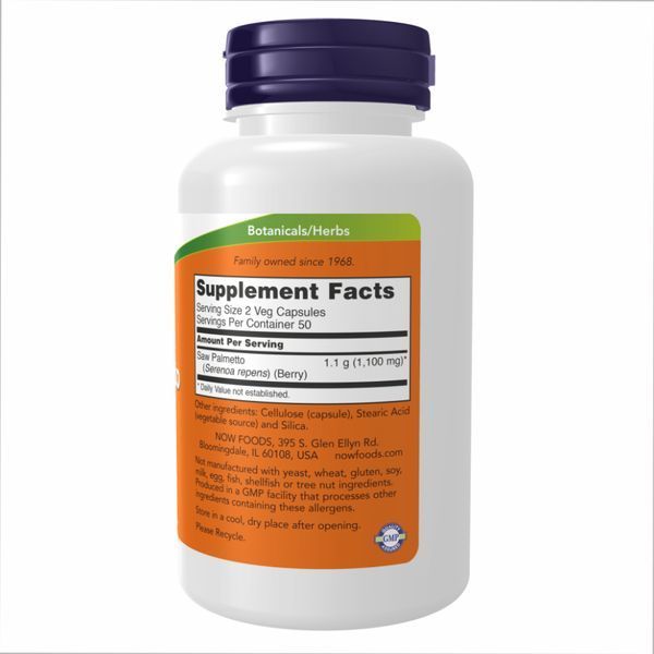 Со Пальметто, Saw Palmetto, ягоды, 550 мг, 250 вегетарианских капсул, NOW foods NOW-04748 фото