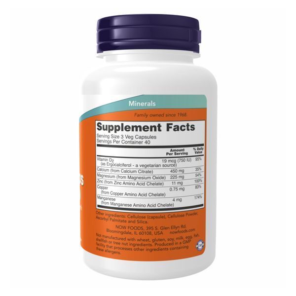 Цитрат кальцію з мінералами, Calcium Citrate, 120 вегетаріанських капсул, NOW foods NOW-01235 фото