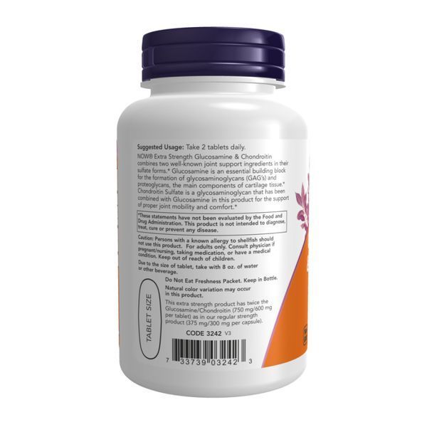 Глюкозамин и хондроитин, Glucosamine & Chondroitin, экстра сила, 60 таблеток, NOW foods NOW-03242 фото