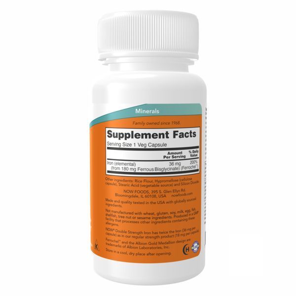 Железо 36 мг Ферохел &ndash; 90 капсул, Iron 36mg Ferrochel &ndash; 90 vcaps, NOW foods NOW-01444 фото