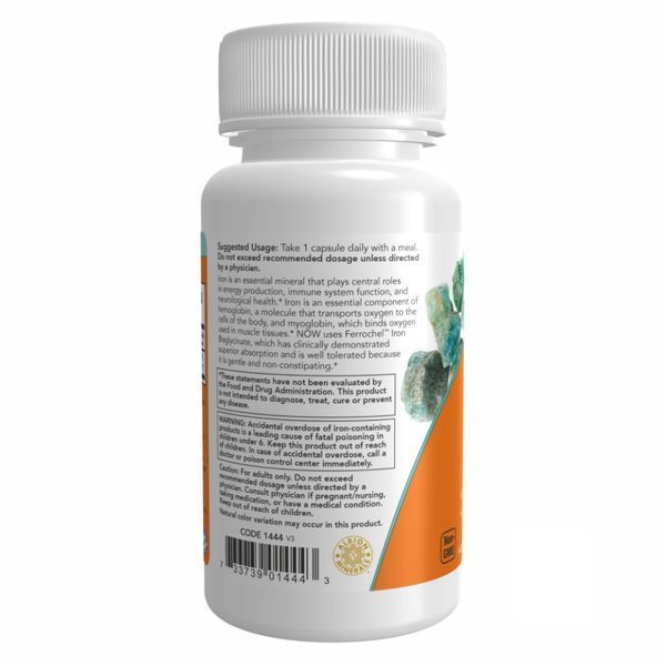 Железо 36 мг Ферохел &ndash; 90 капсул, Iron 36mg Ferrochel &ndash; 90 vcaps, NOW foods NOW-01444 фото