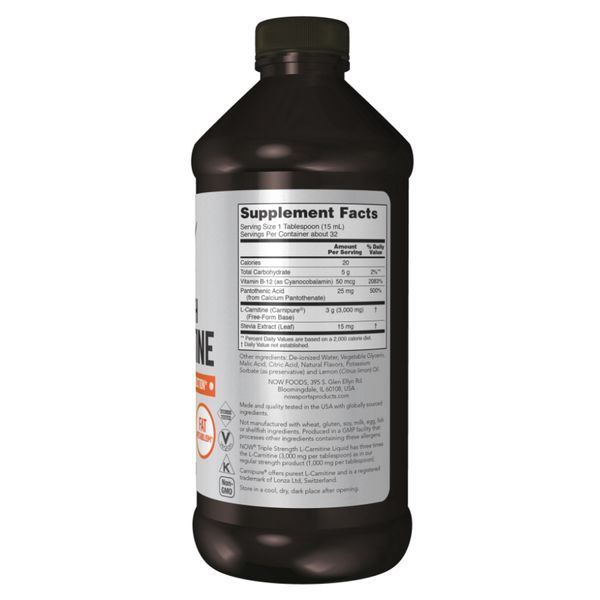 Карнитин жидкий 3000мг &ndash; 473мл, Carnitine Liquid 3000мг &ndash; 473ml, NOW foods NOW-00064 фото