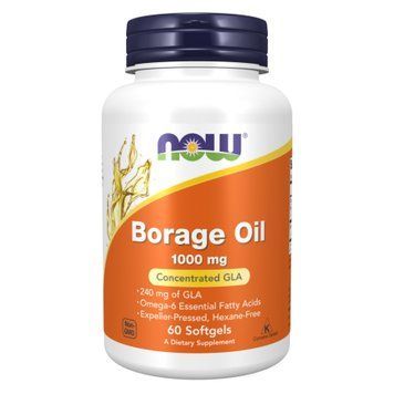 Масло бурачника (Borage Oil), концентрація ГЛК, 1000 мг, 60 капсул, NOW foods NOW-01720 фото