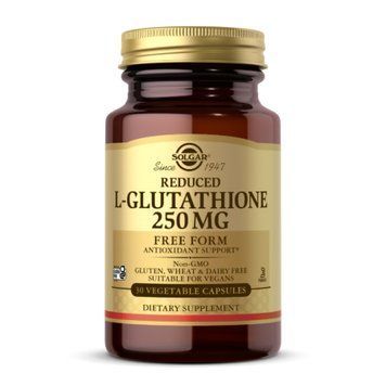 L-глутатион відновлений 250мг - 30 капсул, Reduced L-Glutathione 250mg - 30 vcaps, Solgar SOL-01350 фото