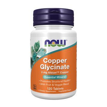 Глицинат меди 3мг &ndash; 120 таблеток, Copper Glycinate 3mg &ndash; 120 tabs, NOW foods NOW-01433 фото