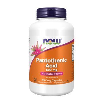 Пантотеновая кислота, Pantothenic Acid, 500 мг, 250 растительных капсул, NOW foods NOW-00488 фото