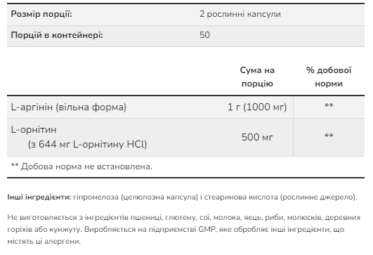 Аргінін та орнітин, Arginine & Ornithine, Sports, 500 мг/250 мг, 100 вегетаріанських капсул, NOW foods NOW-00040 фото