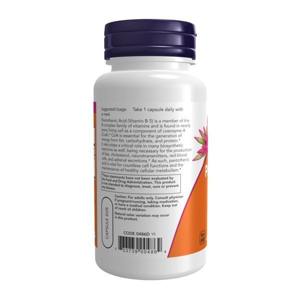 Пантотенова кислота, Pantothenic Acid, 500 мг, 250 рослинних капсул, NOW foods NOW-00488 фото