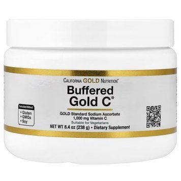 Буферизований вітамін С некислий аскорбат натрію California Gold Nutrition, Buffered Gold C Non-Acidic Vitamin C Powder Sodium Ascorbate, 238г CGN-01235 фото