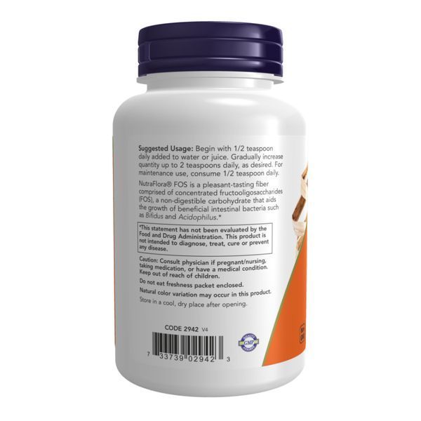Фруктоолігосахариди, NutraFlora FOS, чистий порошок, 113 гам, NOW foods NOW-02942 фото