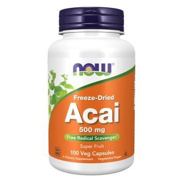 Ягоды асаи ACAI 500мг &ndash; 100 капсул, NOW foods NOW-03355 фото