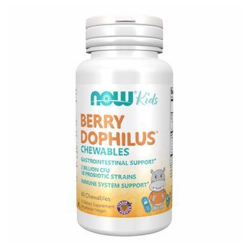 Пробиотики для детей, Berry Dophilus, вкус ягод, 2 млрд КОЕ, 60 жевательных таблеток, NOW foods NOW-02936 фото