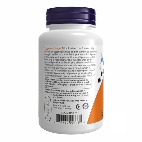 L-лізин, L-Lysine, подвійна сила, 1000 мг, 100 таблеток, NOW foods NOW-00113 фото