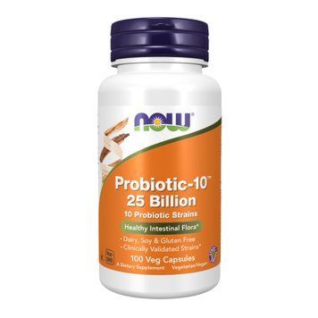 Пробиотик-10 25 млн. 100 капс. Probiotic-10&trade; 25 Billion - 100 vcaps, NOW foods NOW-02933 фото