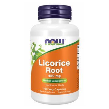 Корінь солодки (Licorice Root), 450 мг, 100 вегетаріанських капсул, NOW foods NOW-04718 фото