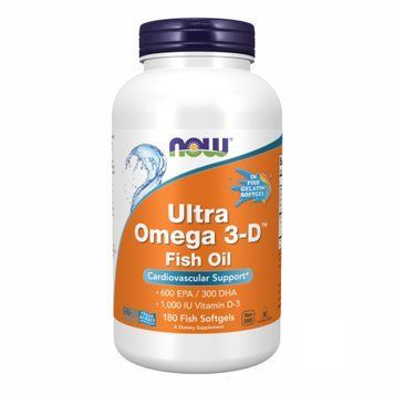 Омега 3-Д Ультра, Omega 3-D, 600 EPA / 300 DHA Now Foods, 180 риб"ячих капсул, NOW foods NOW-01664 фото