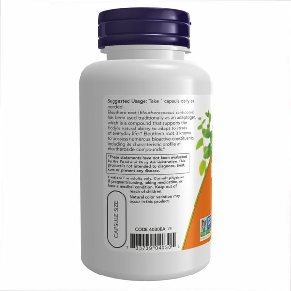 Елеуторокок 500мг - 250 капсул, Eleuthero 500mg - 250 vcaps, NOW foods NOW-04033 фото