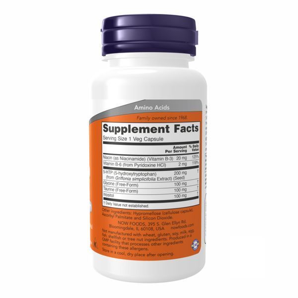 5-HTP, 5-гидрокситриптофан, 5-HTP, двойная сила, 200 мг, 60 вегетарианских капсул, NOW foods NOW-00108 фото