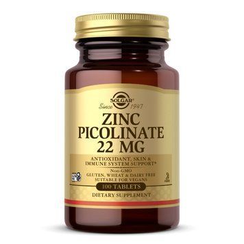 Піколінат цинку 22мг (Zinc Picolinate), Solgar, 100 таблеток SOL-03725 фото