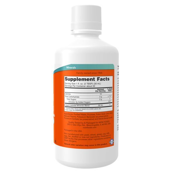Колоїдні мінерали, Colloidal Minerals, смак малини, 946 мл, NOW foods NOW-01406 фото