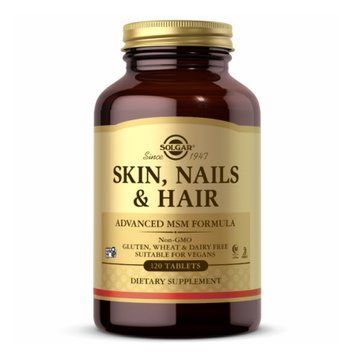 Вітаміни для волосся, шкіри і нігтів, Skin, Nails, Hair, Solgar, покращена формула МСМ, 120 таблеток SOL-01736 фото
