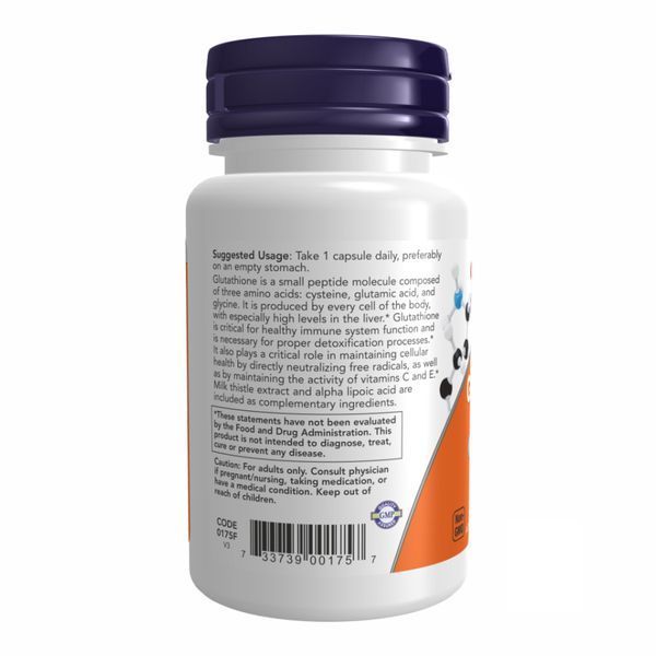 Глутатіон, Glutathione, 500 мг, 30 капсул, NOW foods NOW-00175 фото