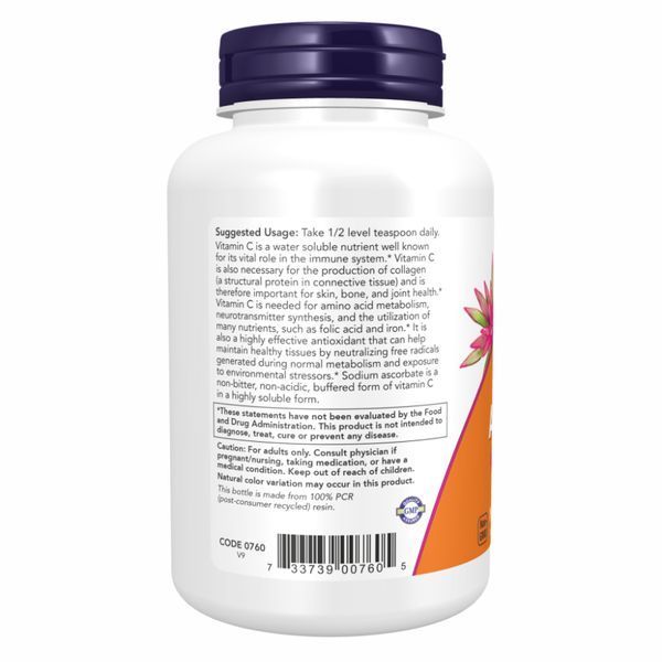 Аскорбат натрію, Sodium Ascorbate, 227 м, NOW foods NOW-00760 фото