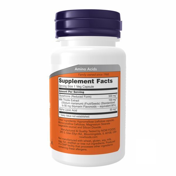 Глутатіон, Glutathione, 500 мг, 30 капсул, NOW foods NOW-00175 фото