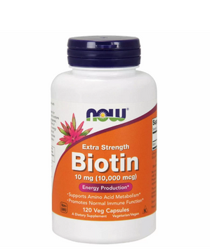 Биотин, Biotin, Now Foods, повышенная прочность, 10 мг (10000 мкг), 120 вегетарианских капсул NOW-00479 фото