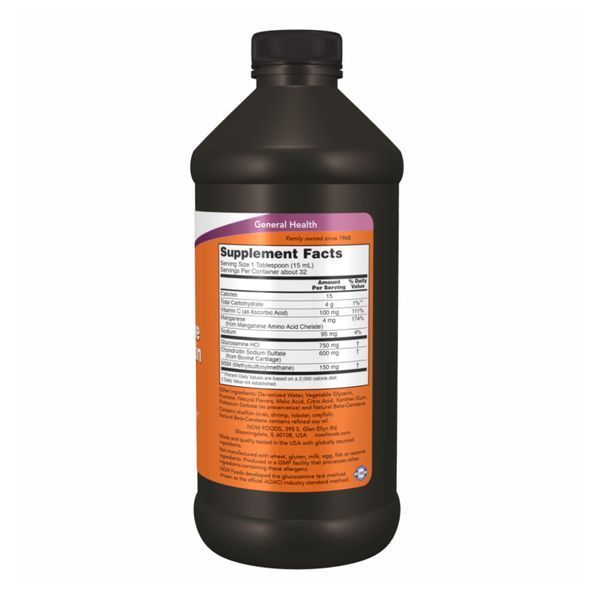 Глюкозамин и хондроитин с МСМ, Glucosamine & Chondroitin with MSM, жидкий, 473 мл, NOW foods NOW-03175 фото