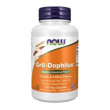 Пробиотик, Gr8-Dophilus, 120 вегетарианских капсул, NOW foods NOW-02910 фото