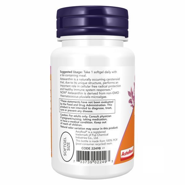 Астаксантин, Astaxanthin, 10 мг, 60 капсул, NOW foods NOW-02251 фото